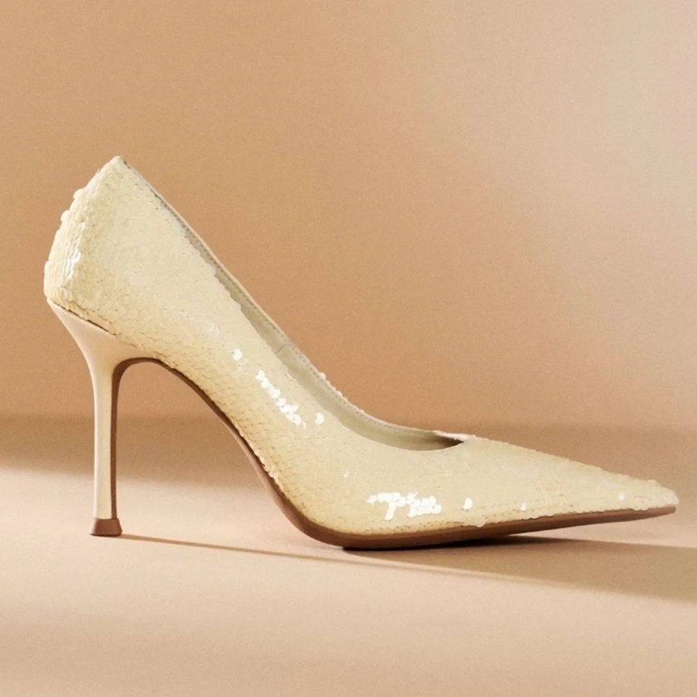 Jeffrey Campbell Risk Sequin Heels — NWT, Rare Neutral Colorway, Size 8